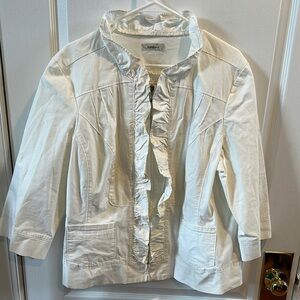 Dressbarn Cream Ruffled Utility Jacket